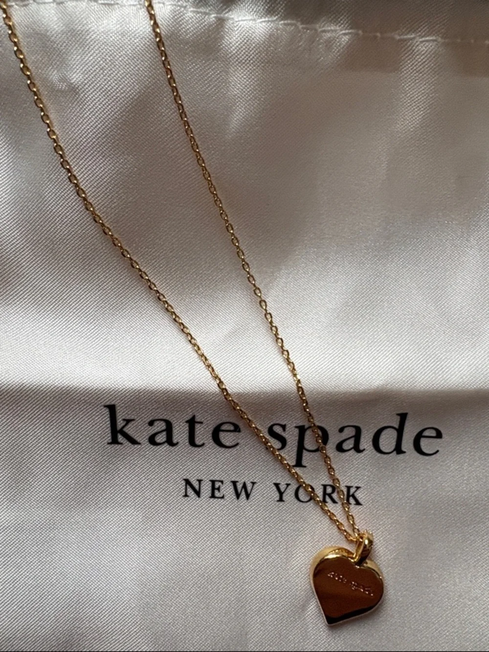 kate spade Gold Heart Necklace with Multicolor Crystal Border adjustable - Picture 4 of 8